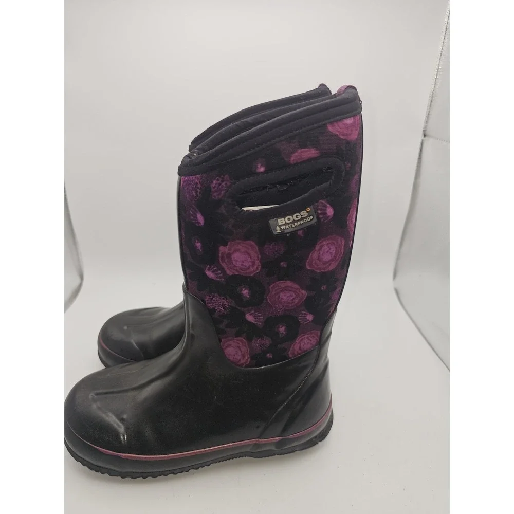 Bogs Classic Water Color Boots Youth Girls Purple Black Waterproof Snow Rain 2